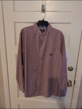 Chaps Men's Burgundy Micro-Check Button-Down Dress Shirt